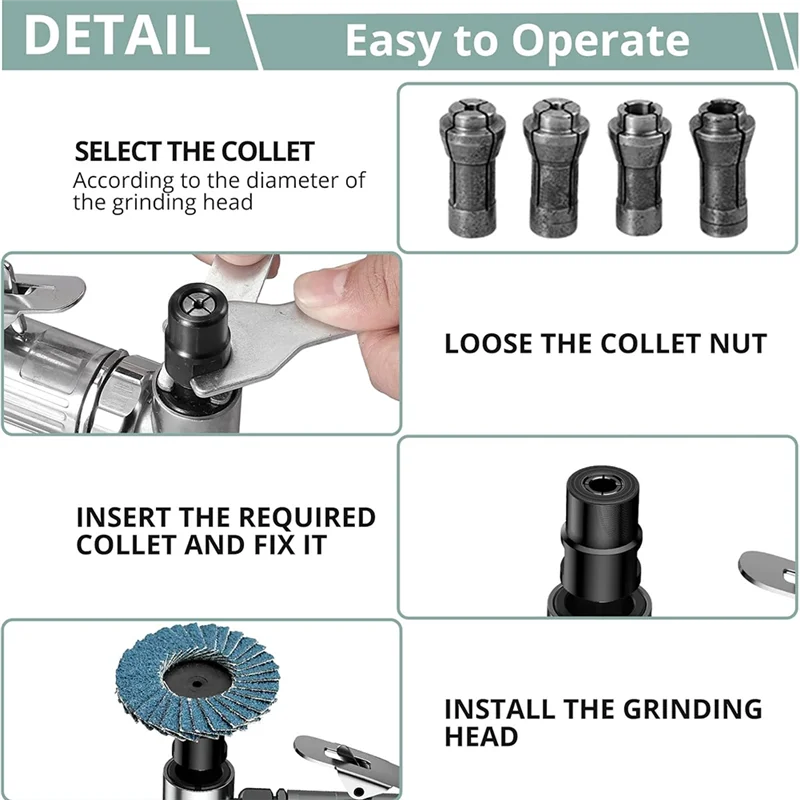 

A96I-Angle Air Die Grinder, 90 Degree Heavy Duty 20,000 RPM Compressed Sander Polisher Tool For Contour Grinding, Polishing
