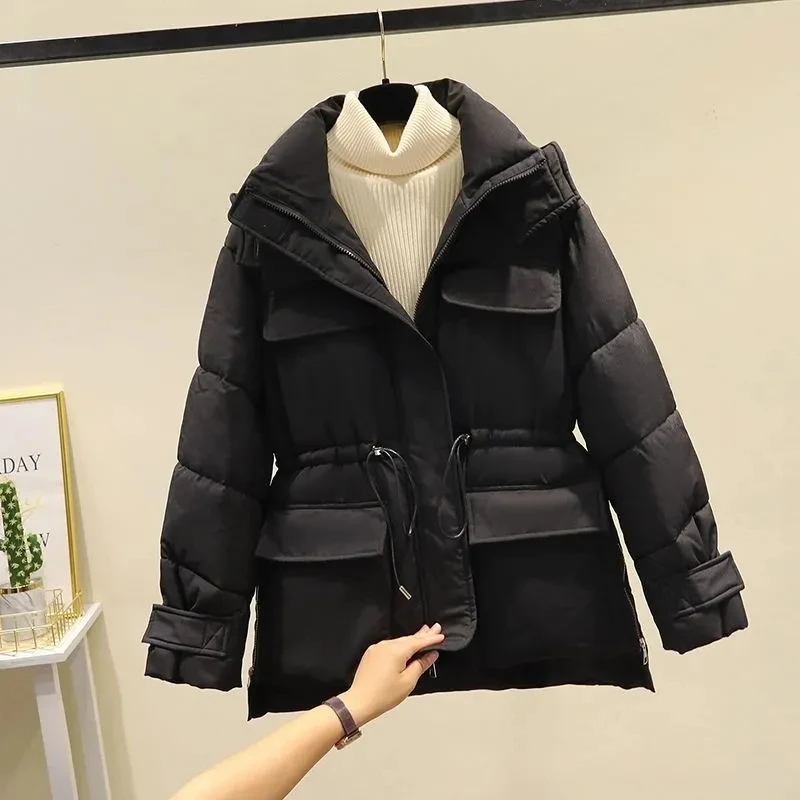 2023 New Winter Jacket Women\'s Parkas Hooded Korean Loose Parka Warm Thicken Down Cotton Padded Jacket Snow Wear Coat