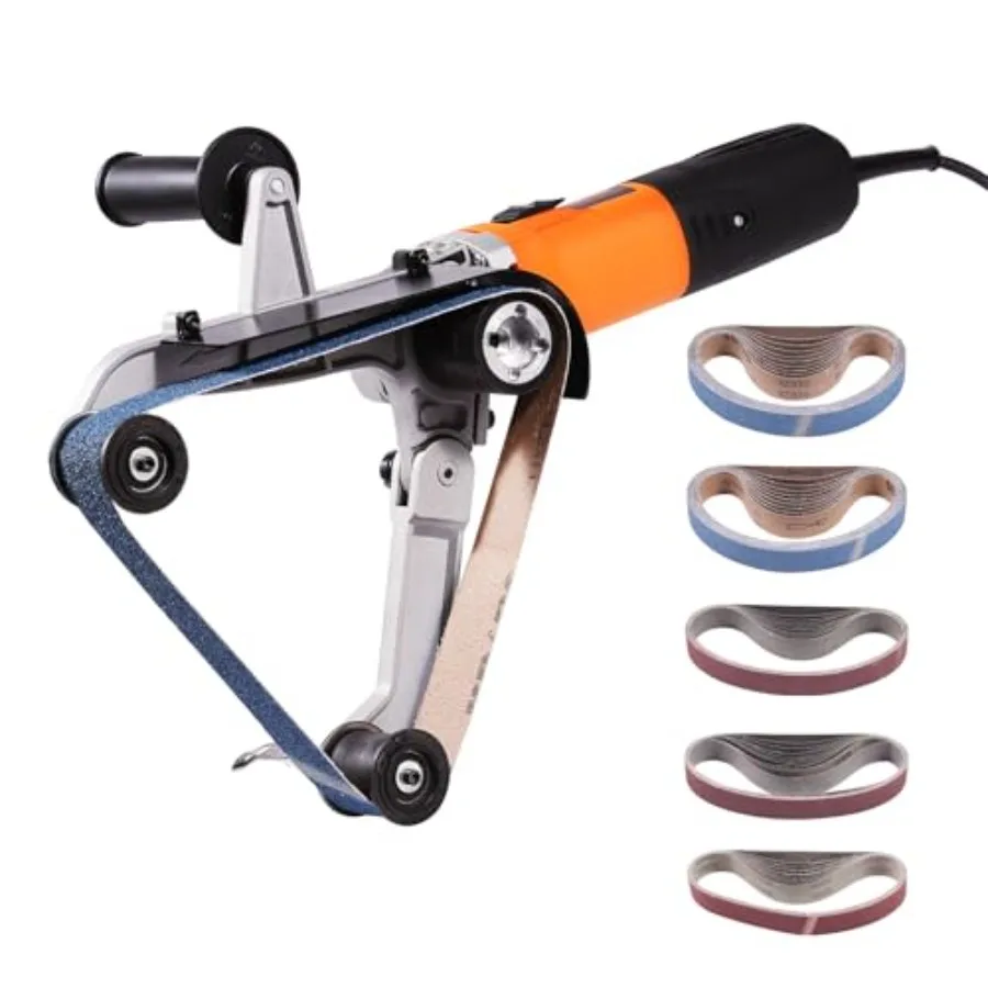 

1000W 120V Pipe Belt Sander with 6 Speeds 1100-3200rpm Professional Belt Sander Grinding Machine with 50PCS Sanding Belts for B