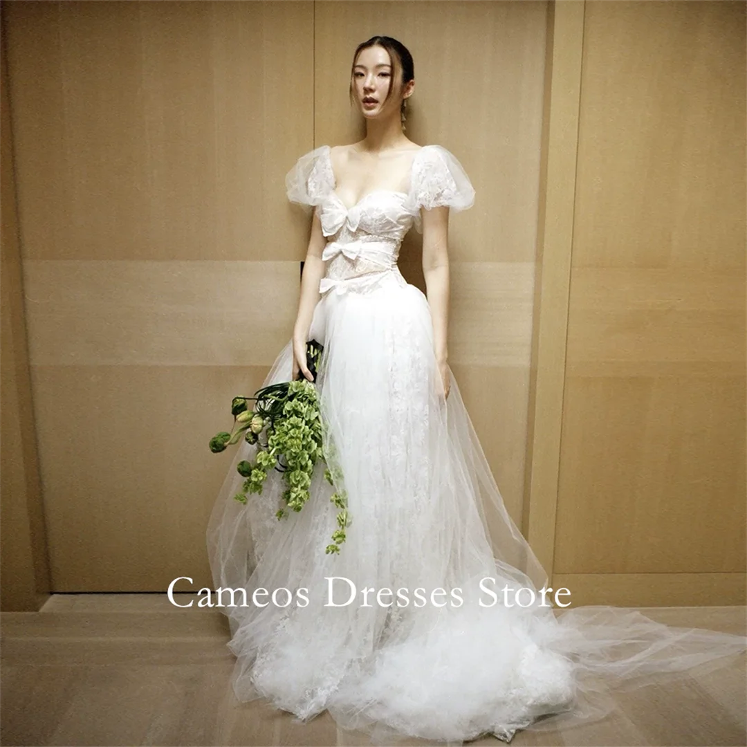 SONDR Customized Princess Sweet Pretty Wedding Dresses Off the Shoulder Tulle Lace Sweep Train Brides Gowns Women Bridal Dresses