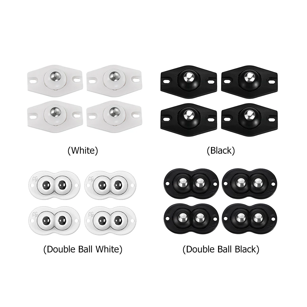 4pcs Rotating Wheels Self-adhesive Bedside Table Rolling Shelf Mute Home Organizer Roller Carrier Wear-resistant for Home Office