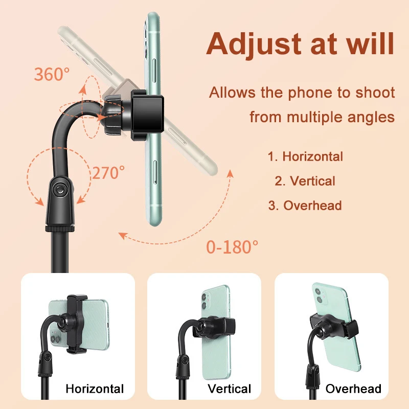 Portable Mobile Phone Holder Tripod Desktop Overhead Shooting Phone Stand Liftable Monopod for HUAWEI iPhone Samsung Universal