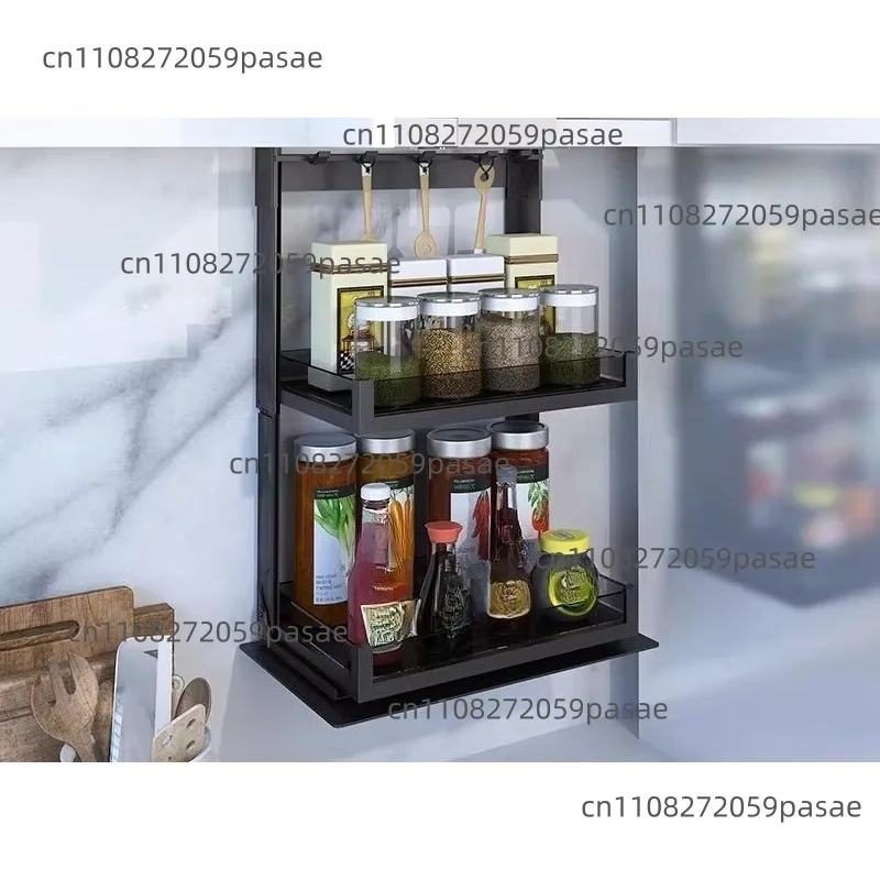 Smart Electric Pull-Down Cabinet Basket: Vertical Pull-Down Spice Rack for Kitchen Cabinets with Adjustable Height Shelving