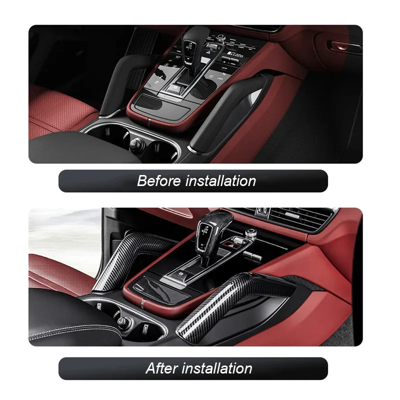 For Porsche Cayenne 2011-2024 Car ABS Carbon Fiber Central Console Door Armrest Protective Cover Panel Pull Handle Accessories