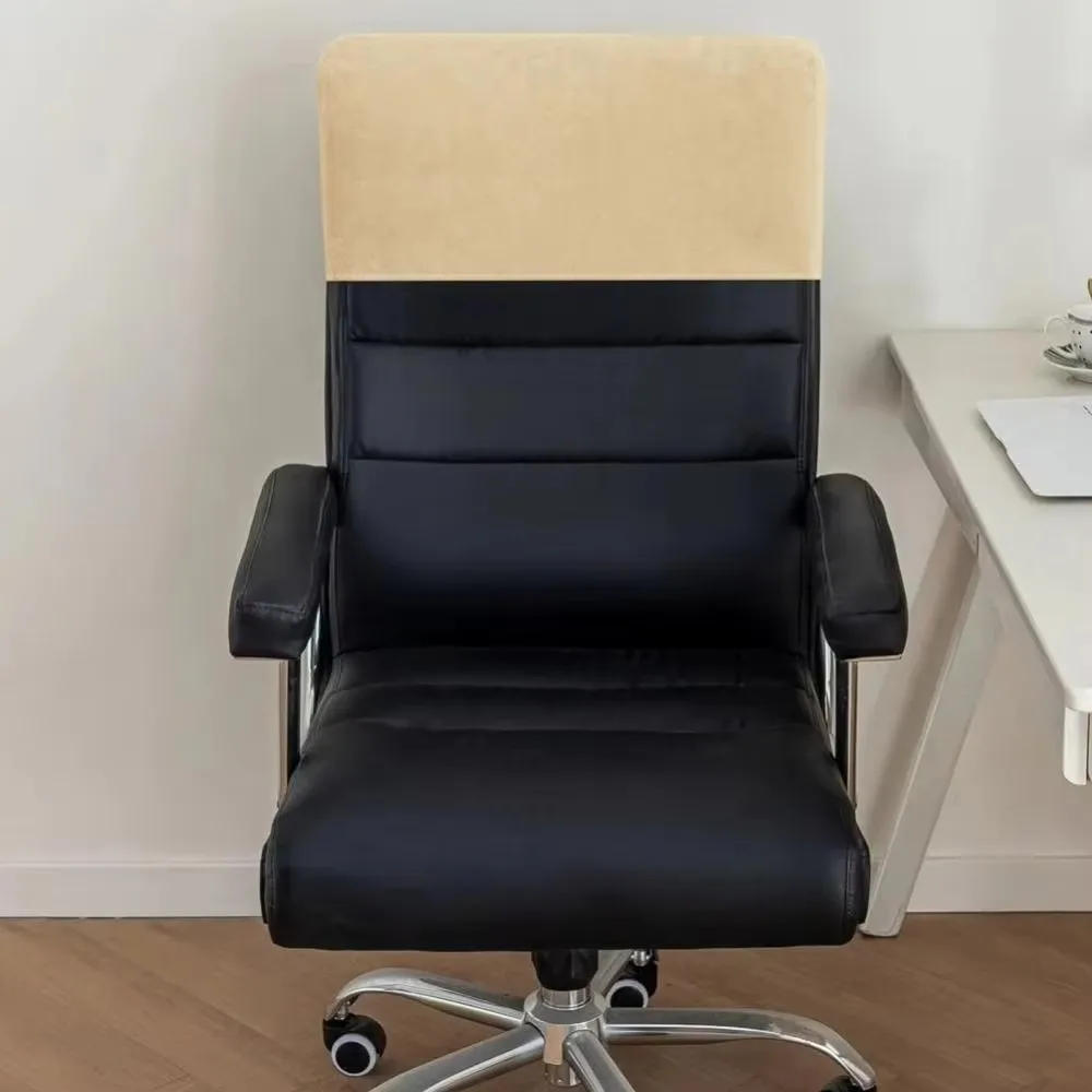 Velvet Chair Headrest Cover Dust-proof Skin-friendly Chair Backrest Protector Breathable Solid Color Elastic Chair Back Cover