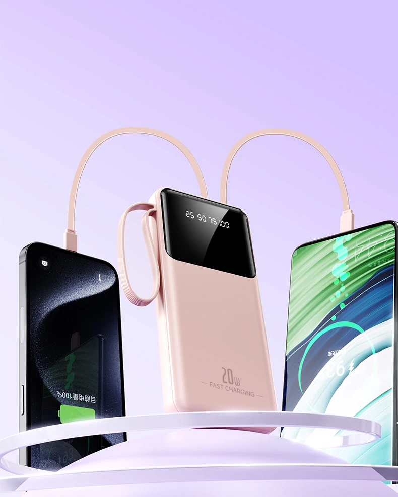 

Comes with a large capacity power bank with built-in cables, 20000mAh fast charging mobile power bank, gift customization