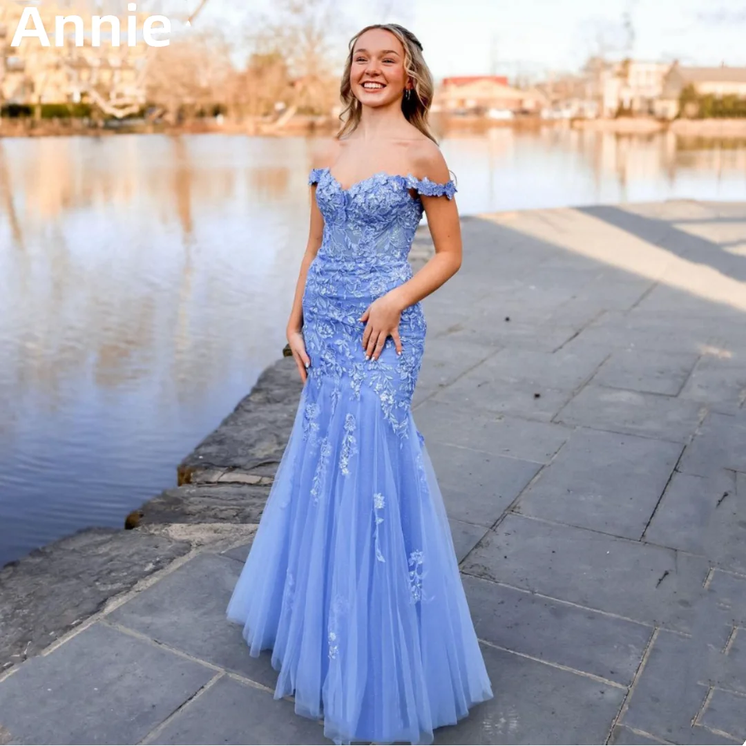 

Annie Lace Embroidery Prom Dress Tulle Blue Formal Occasion Dress Sweet Princess Evening Dresses Party Dresses 2024فساتين سهرة