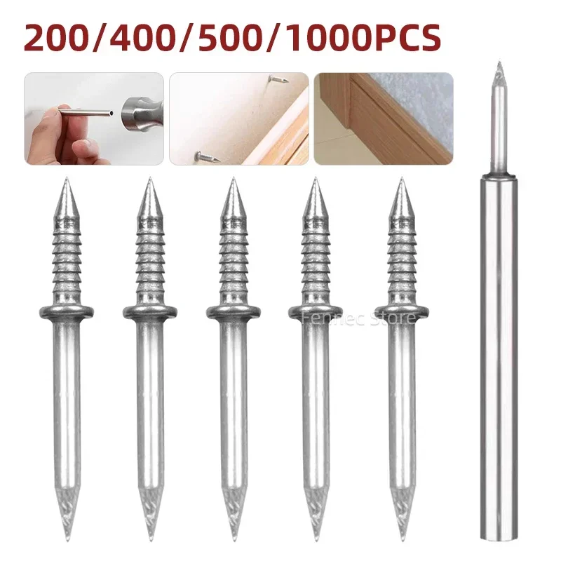 

Double-Head Seamless Nails with Sleeve Skirting Thread 200/400/500/1000Pcs Metal Non-Marking Nails Rust-Proof Fixator for Wood