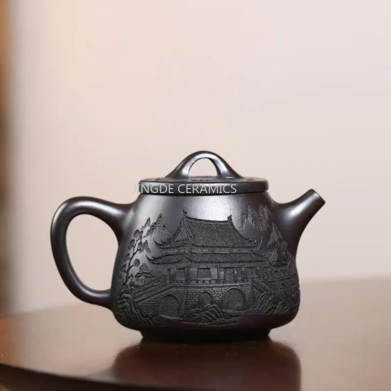 1pc Yixing Purple Clay Teapot Tea Ceremony Accessories Home Beauty Pot Chinese Style Teaware, Office Purple Clay Teapot