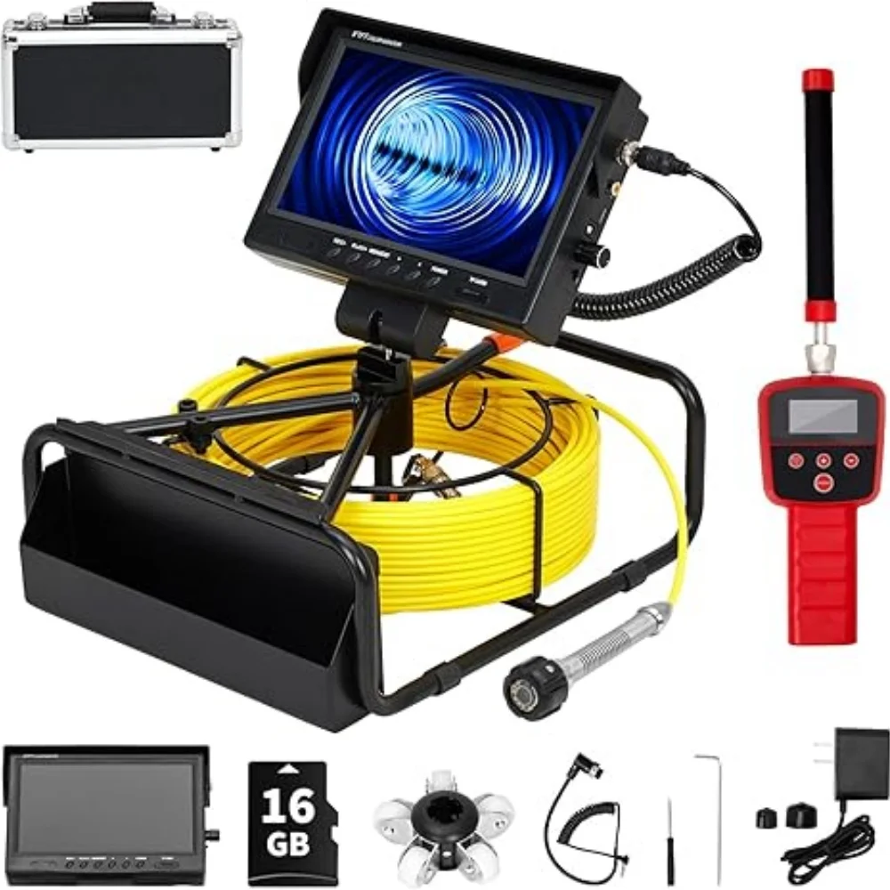 

Sewer Camera, 9" Drain Inspection Camera with 512Hz Locator, Waterproof IP68 Borescope with LED for Sewer Line, Drain, Duct