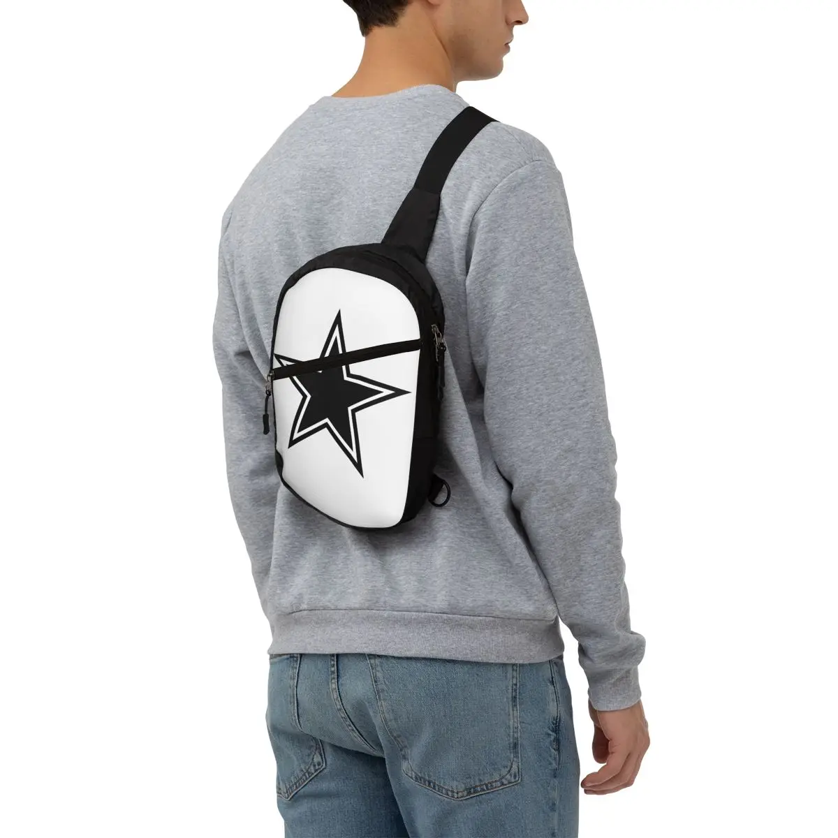 Casual Cowboy Star Sling Bag para Ciclismo Camping Homens Peito Crossbody Mochila Ombro Daypack