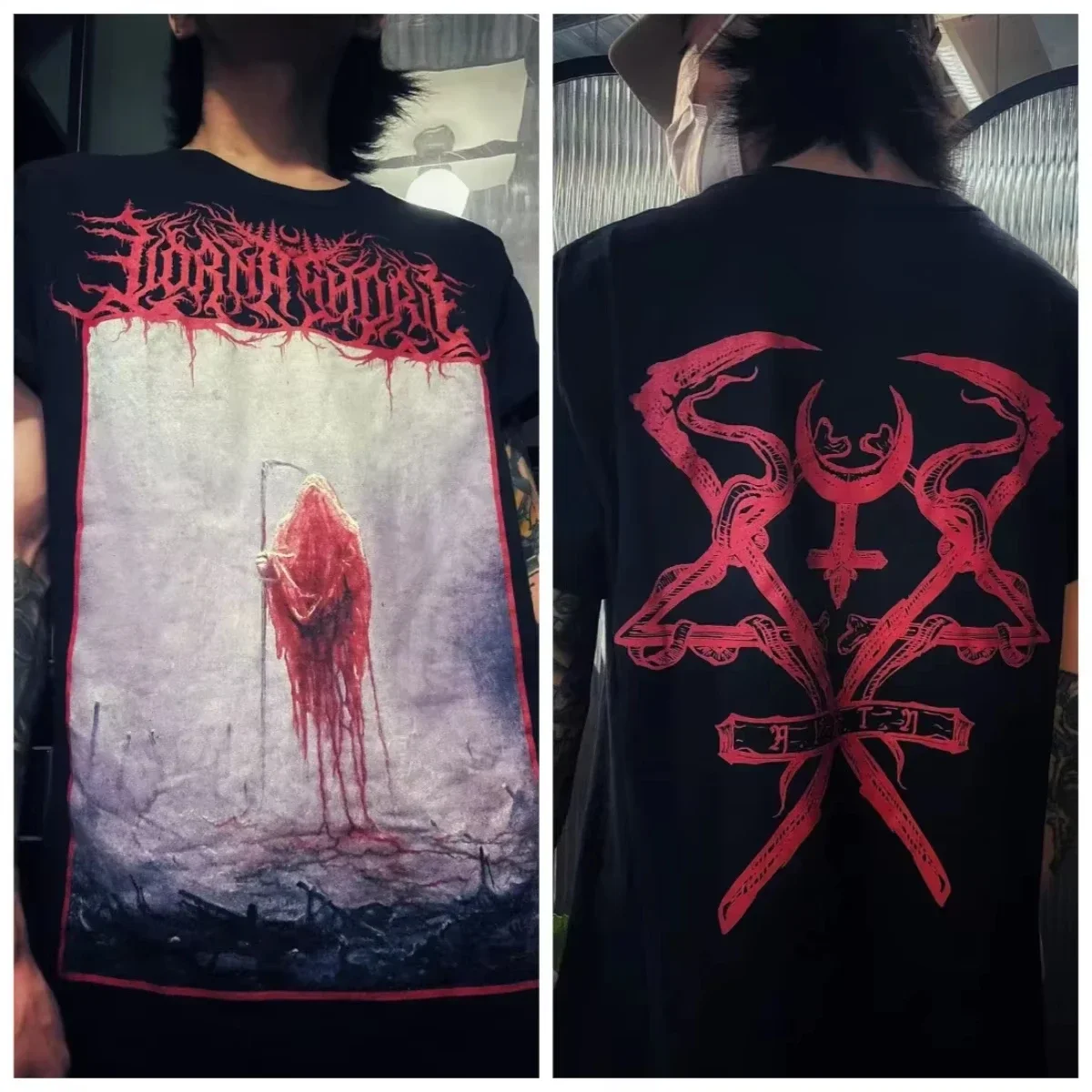 الموضة الشهيرة لورنا شور باند الميت الأساسية المعدنية الداكنة الرياح روك الأمريكية فضفاضة الرجال النساء تي شيرت القطن الشارع الشهير الملابس بلايز