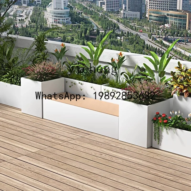 

A1 stainless steel flower box rectangular combination flower pot flower ware sales department planting box mobile