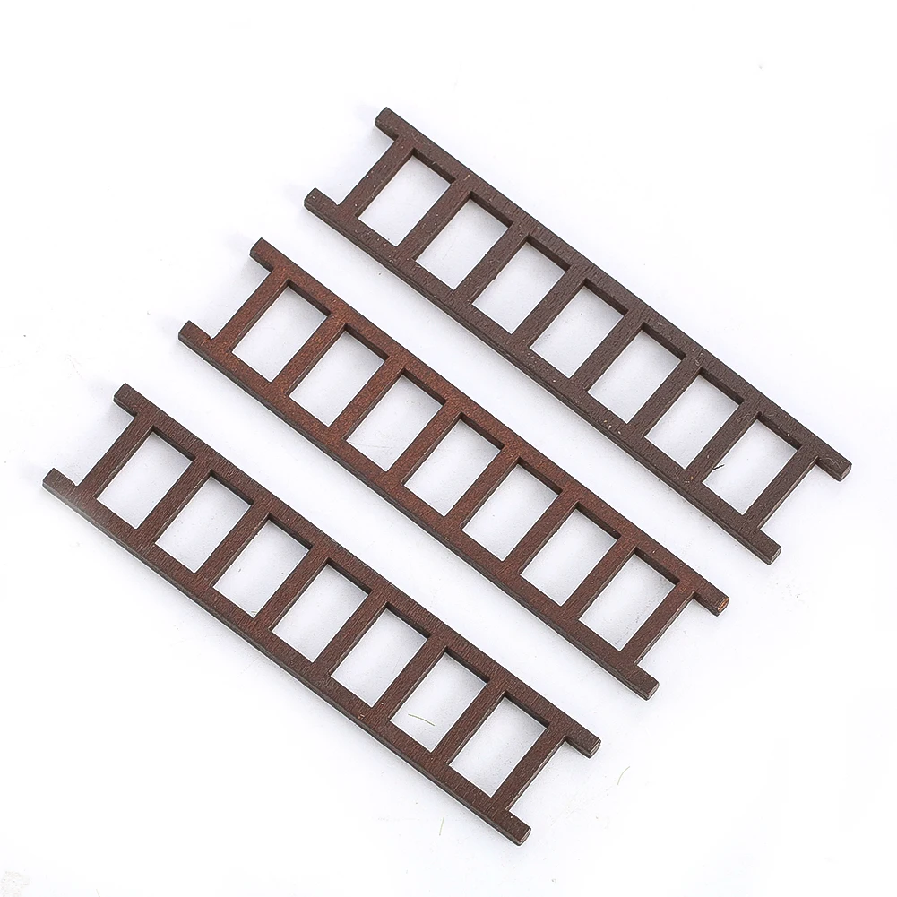 

3PCS Mini Wooden Stairs Miniature Furniture Metal Ladder Doll House Step Stair Model Small People Craft Home DIY Table Decor