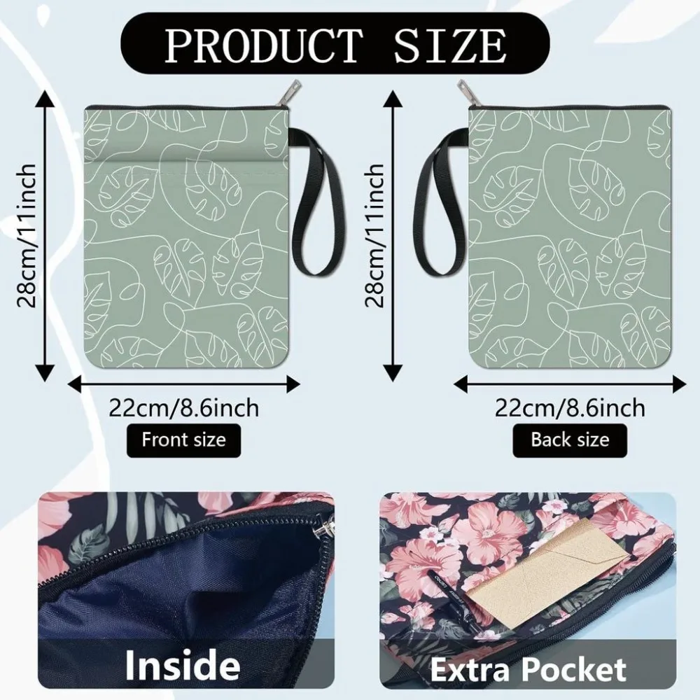 Leaf Book Covers Turtleback Leaf Book Sleeve Green Book Protector for Paperbacks Washable Fabric Cloth Book Cover with Zipper