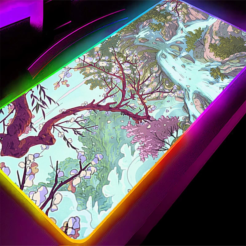 

RGB LED Mouse Pad HD Rubber Mousepad Computer Gaming Accessories Keyboard Pad Office Decoracion Desk Natural Landscape Mouse Mat