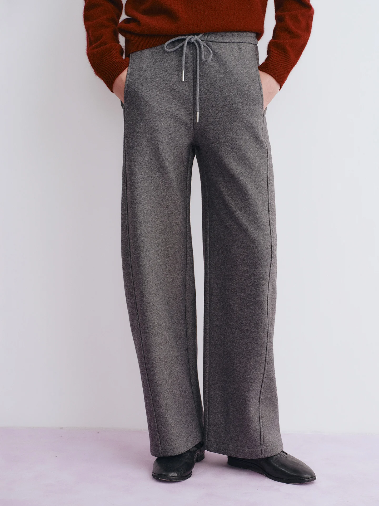 

Silk Cosite Fce Straight Leg Pants Dstring Commute Casual Women's High Waist Elastic Skin-friendly Breathable