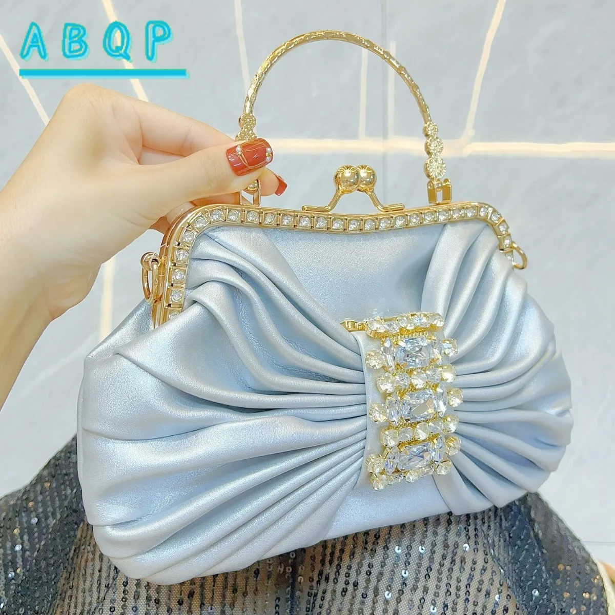 New Dinner Women's Bag Luxury Brand Fashion Handmade Diamond Women's Handbag Shiny Banquet Mini Shoulder Bag High Quality 3