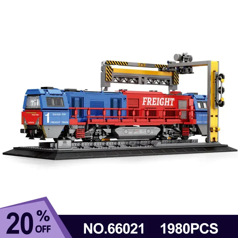 

1980PCS City Trains MOC 66021 G2000 European Freight Train Model Building Blocks Brick Toys for Chridren Birthday Kids Gift