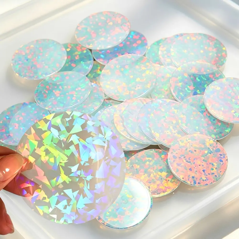 100pcs Iridescent Laser Broken Glass Badge Films Round DIY Button Pin Cover Lamination Sheets YMY