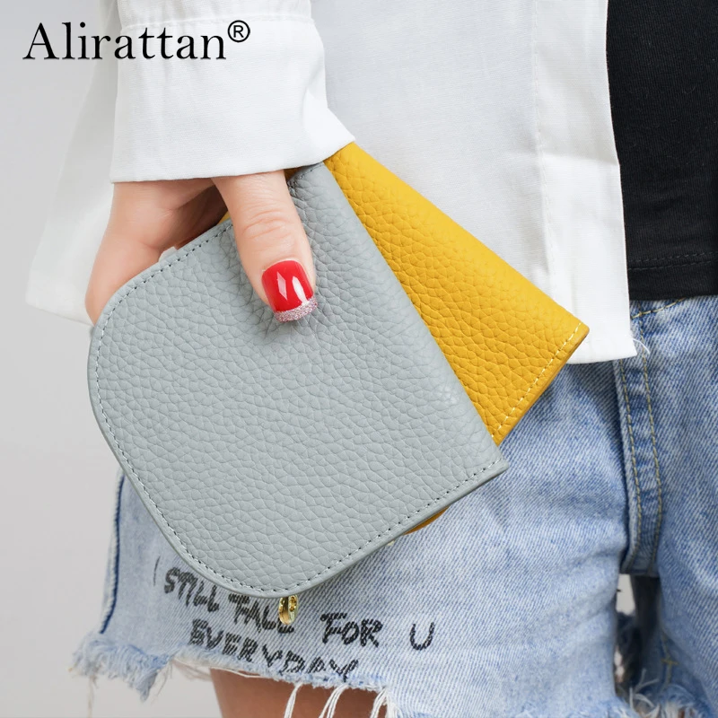 

Alirattan 2024 New Genuine Leather Wallet for Women Fashionable Ultra-Thin Wallet Card Bag Mini Cowhide Zero Wallet