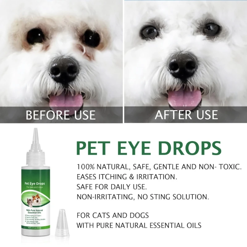 60ml Pet Eye Wash Drops Effective Remove Tear Pet Eye Cleaning Care Supplies