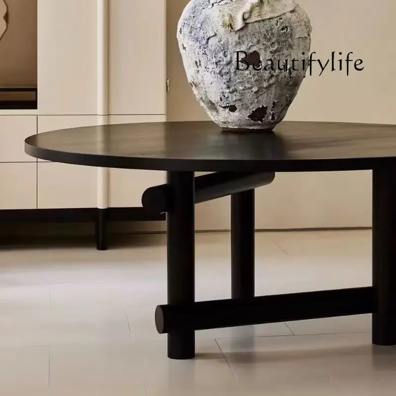 Solid wood round dining table Nordic designer eating table Middle antique ash wood home restaurant round table