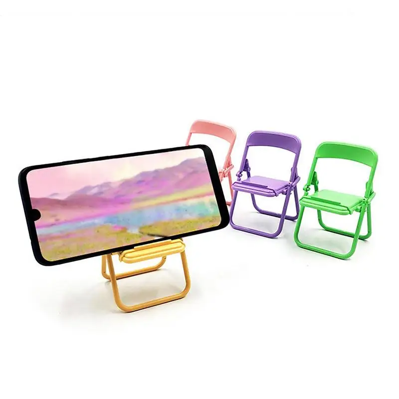 Colorful Mini Chair Shape Mobile Phone Stand Portable Cute Adjustable Folding Stool Lazy Phone Desktop Holder Cell Phone