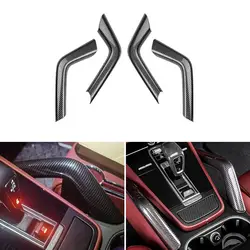 2pcs For Porsche Cayenne 2018 2019 2020 2021 2022 2023 2024 Car Interior Carbon Fiber Central Handle Pull Protective Cover Trim