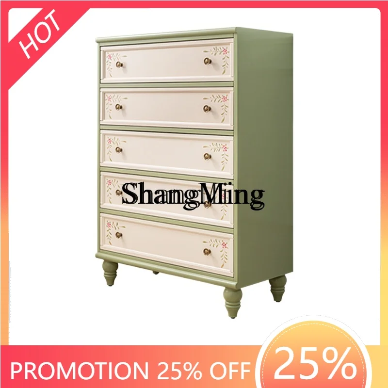 

SM Household Living Room Corner Five Bucket Storage Cabinet Retro Painted Cabinet Bedroom Bedside Cabinet Combination
