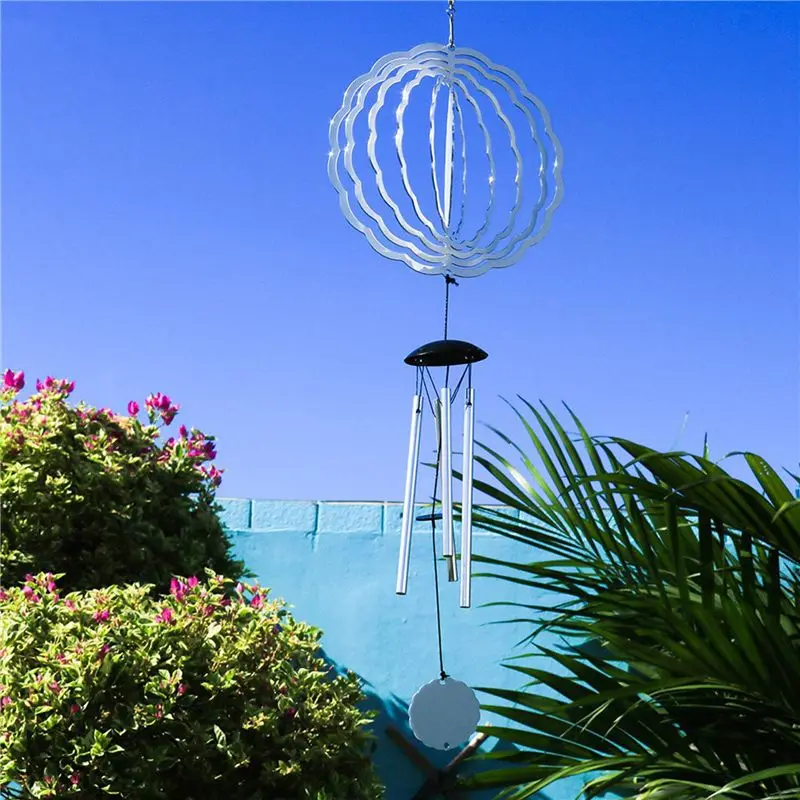 DT19 5X Sublimation Wind Spinner Blanks, Outdoor Decor Windchimes with 4 Thickened Aluminum Tubes, Gift for Women Mom