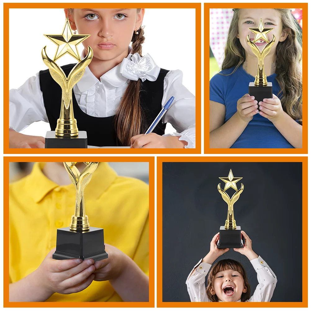 

2pcs Award Trophy Cup Pentagram Shaped Party Celebration Decor For School Ceremony Competition Kids Trophy Decor