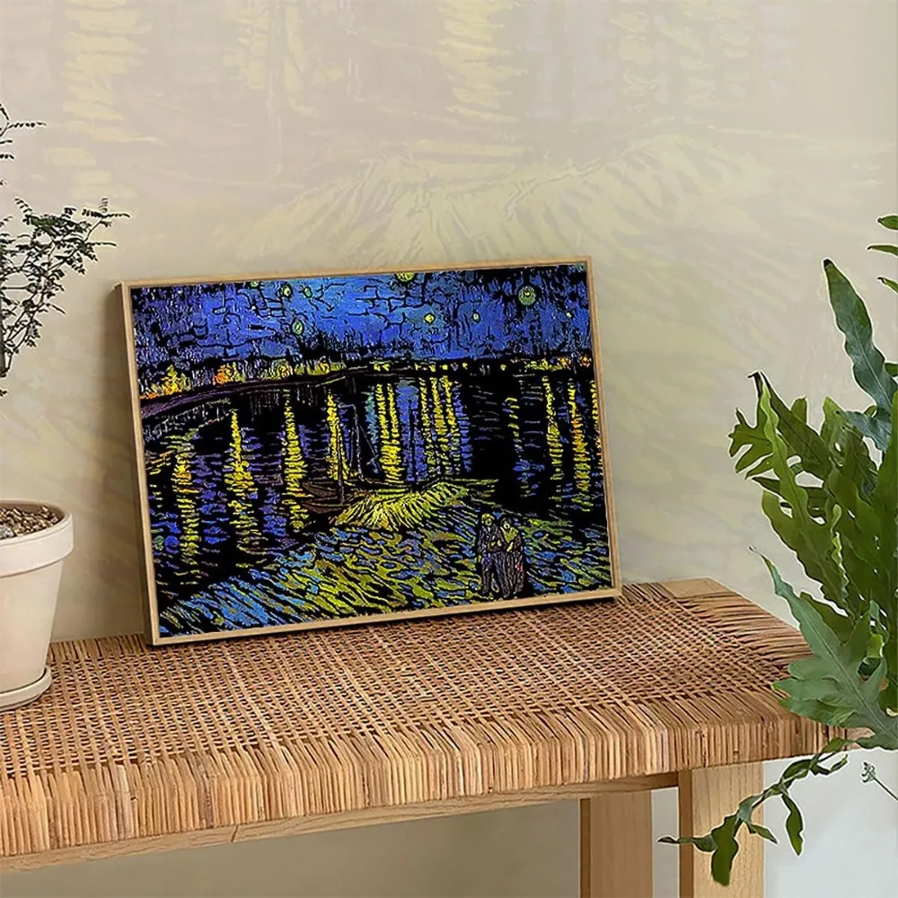 Четыре резных изделия ручной работы Ван Гога, эскизные открытки своими руками, дети и взрослые, терраса в ночное кафе, подсолнухи