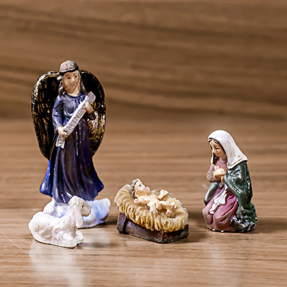 

Jesus Nativity naments Resin Holy Adornment Retro Statue Decorations Christmas Beliefs Religious Meaningful Figurines