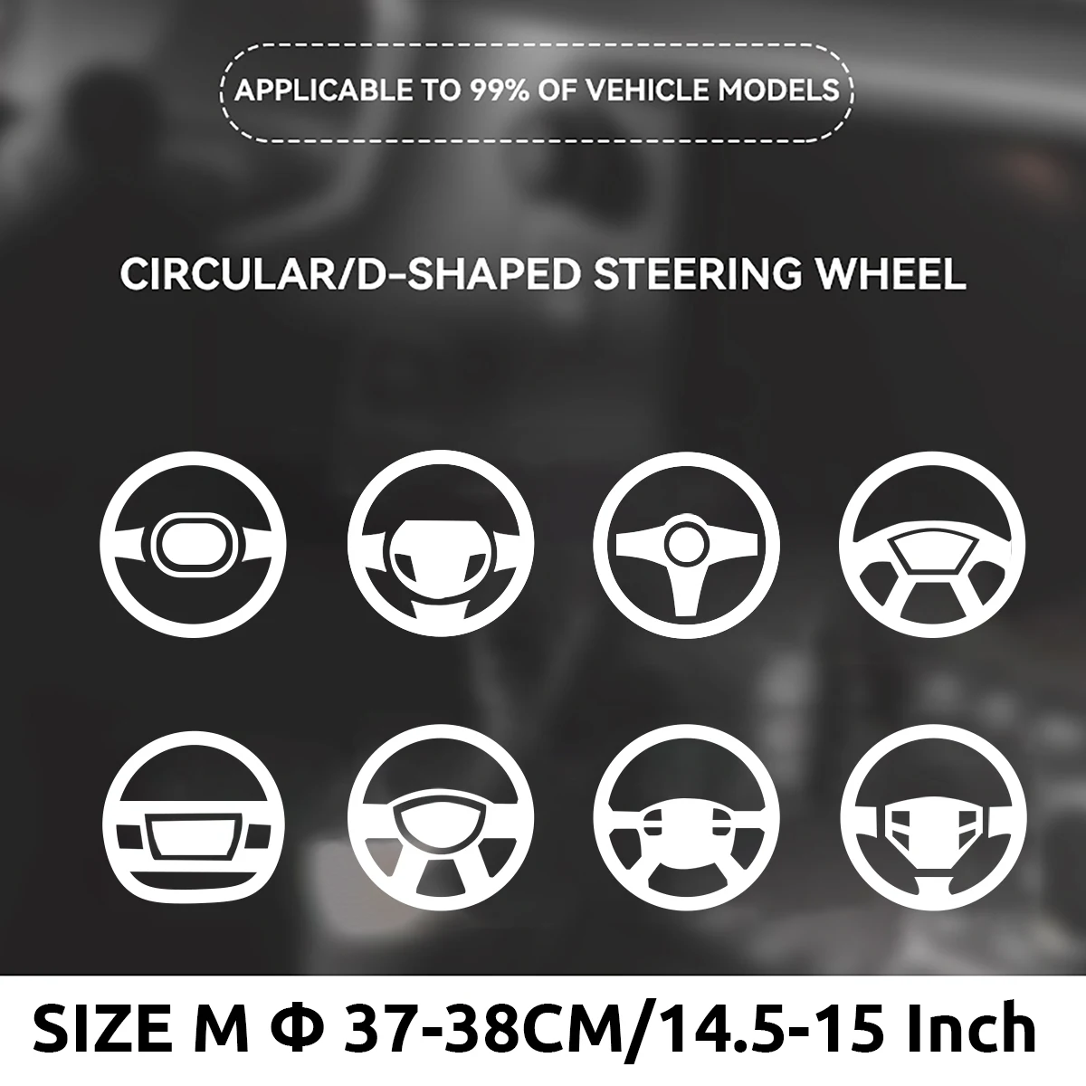 37-38cm Universal Suede Car Steering Wheel Cover, DIY Hand Sewing, Black Soft Leather Braiding Cover for Auto Steering Wheel image 6