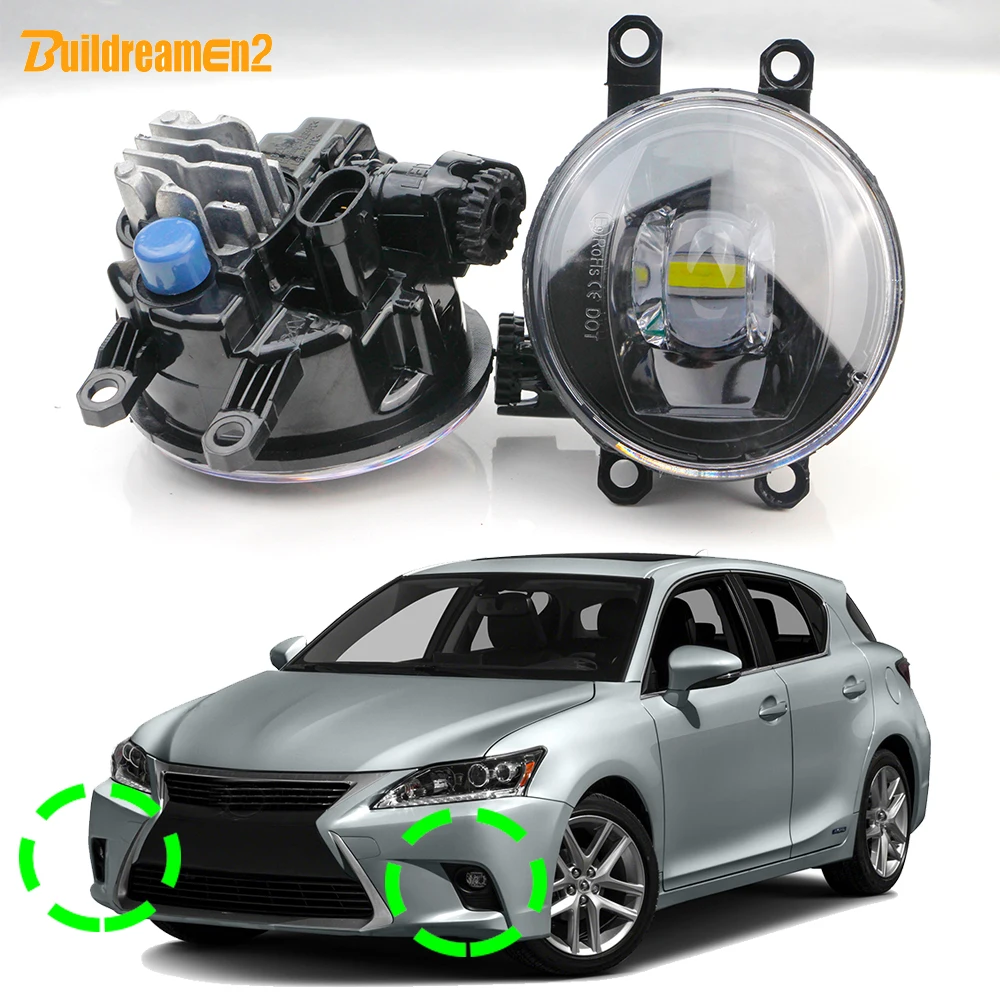 2 X Car Right + Left LED Lens Fog Light Assembly DRL 30W H11 For Lexus CT 200h CT200H 2011 2012 2013 2014 2015 2016 2017