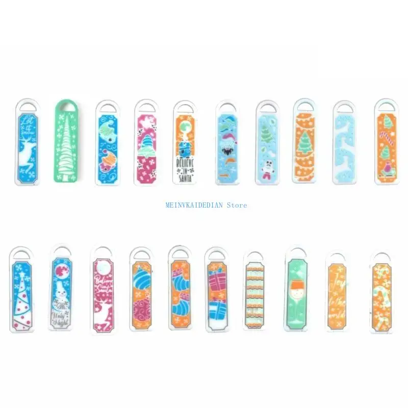 

C1FE DIY Christmas Bookmarks Collection Keychain Silicone Epoxy Mold DIY Necklace Pendant Mould for Christmas Gift Craft