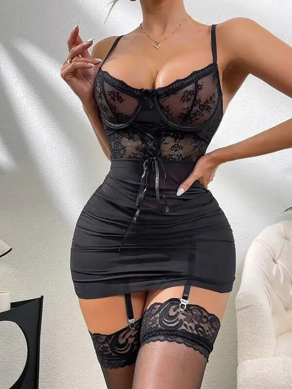 Sexy Kant En Mesh Splitsen Bloemenprint Jurk Backless Diepe V Bretels Mouwloos Nauwsluitende Hip Knuffelen Jurk Casual XYEA