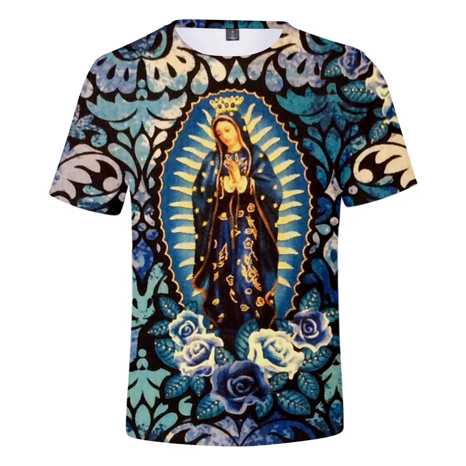 Our Lady Of Guadalupe Virgin Mary Catholic Mexico Top Quality Casual T Shirt Men Summer Baseball T-shirt Harajuku Tshirt Clothes view 2