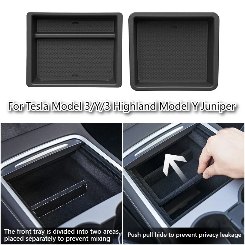 

For Tesla Model 3 Y Juniper 2021-2025 Central Armrest Storage Box Organizer Center Console Case Hidden Cubby Drawer Storage Box
