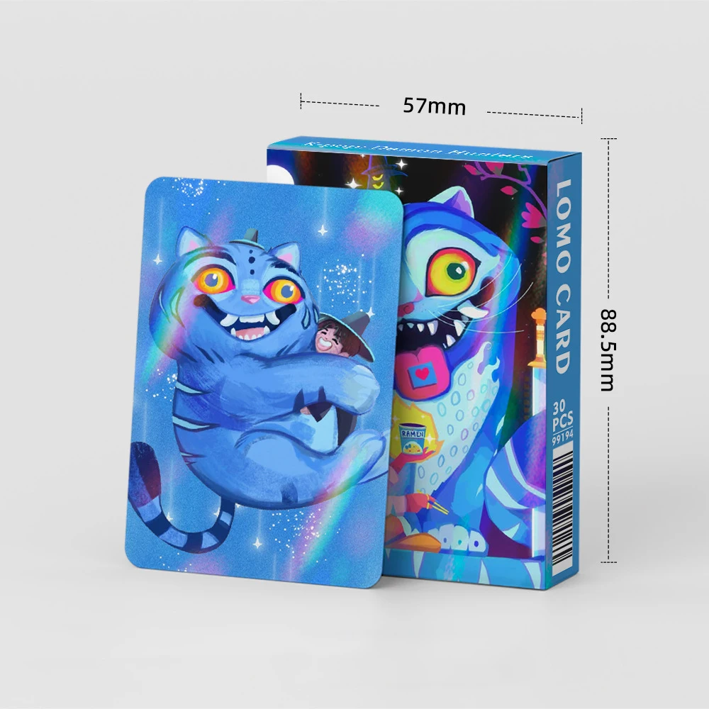 30 Uds Kpop Demon Hunters Derpy Tiger tarjeta láser de doble cara colección de moda juego de cartas regalo de seguidor regalo de cumpleaños