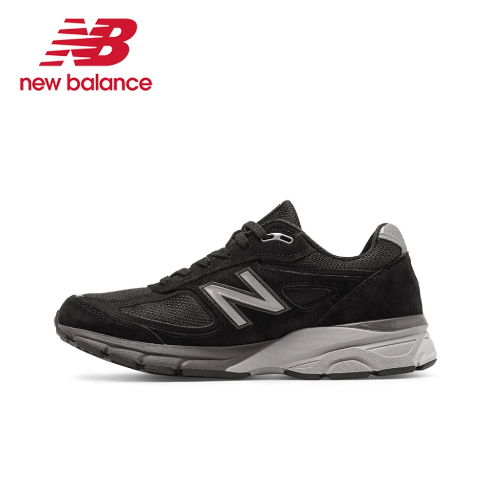 Original New Balance NB 990 V4 Classic Vintage Mesh Fabric Leather Casual Men\'s and Women\'s Running Shoes White Silver M990BK4