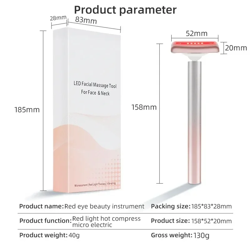 Dispositivo masajeador de ojos de belleza, eliminación de círculos oscuros, luz roja recargable, vibrador ems, dispositivo de Estiramiento facial, cuidado de la piel