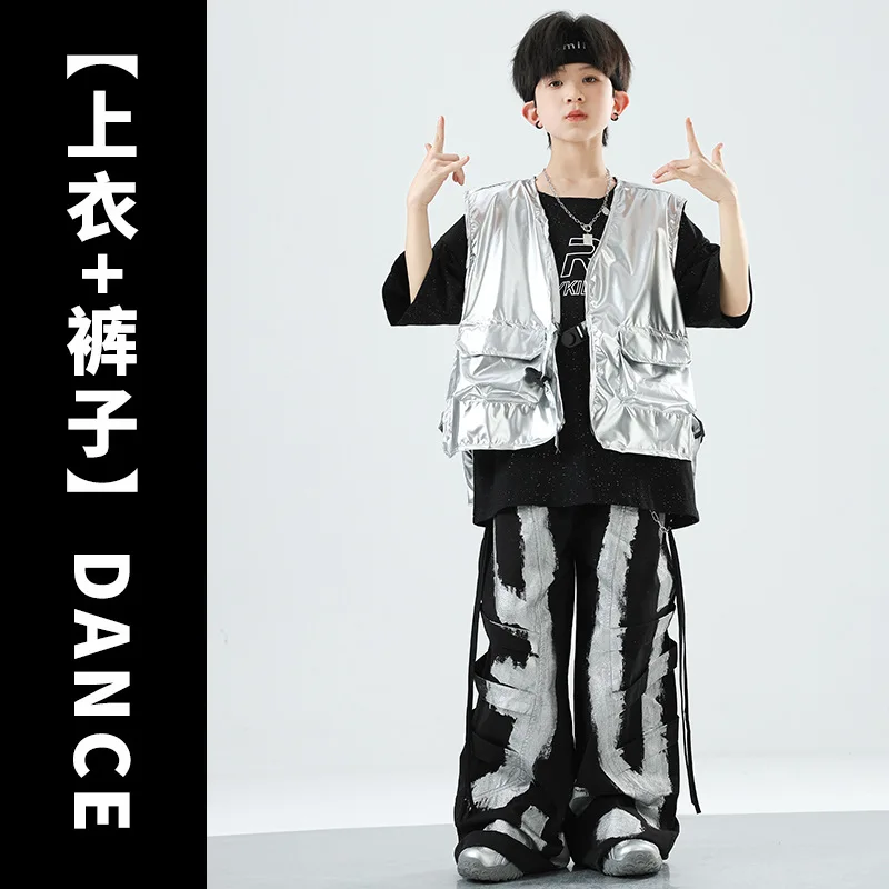 Hip Hop Girls Fashion Crop Top Loose Graffiti Pants Child K-pop Streetwear Girl Group Clothes Set Kids Jazz Street Dance Costume