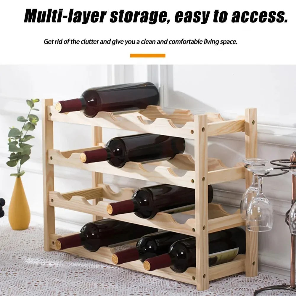رف النبيذ الأحمر الإبداعية الدائمة خشبية المطبخ مخزن عرض المنظم متعدد الطبقات الخيزران خزانة مشروبات أصحاب الزجاجات الفاخرة #2