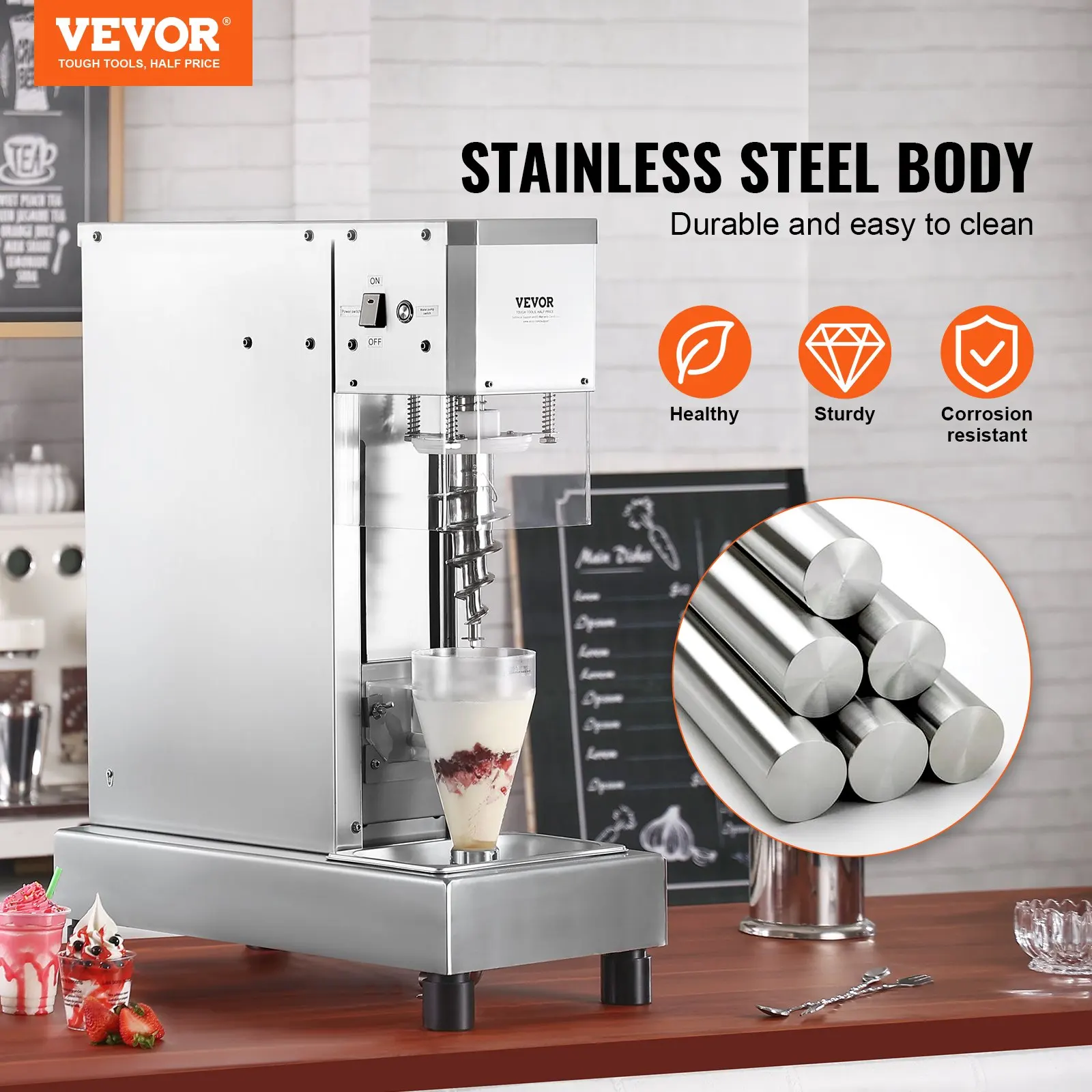 Ice Cream Blender 750W Ice Cream Mixer Stir Machine 304 Stainless Steel