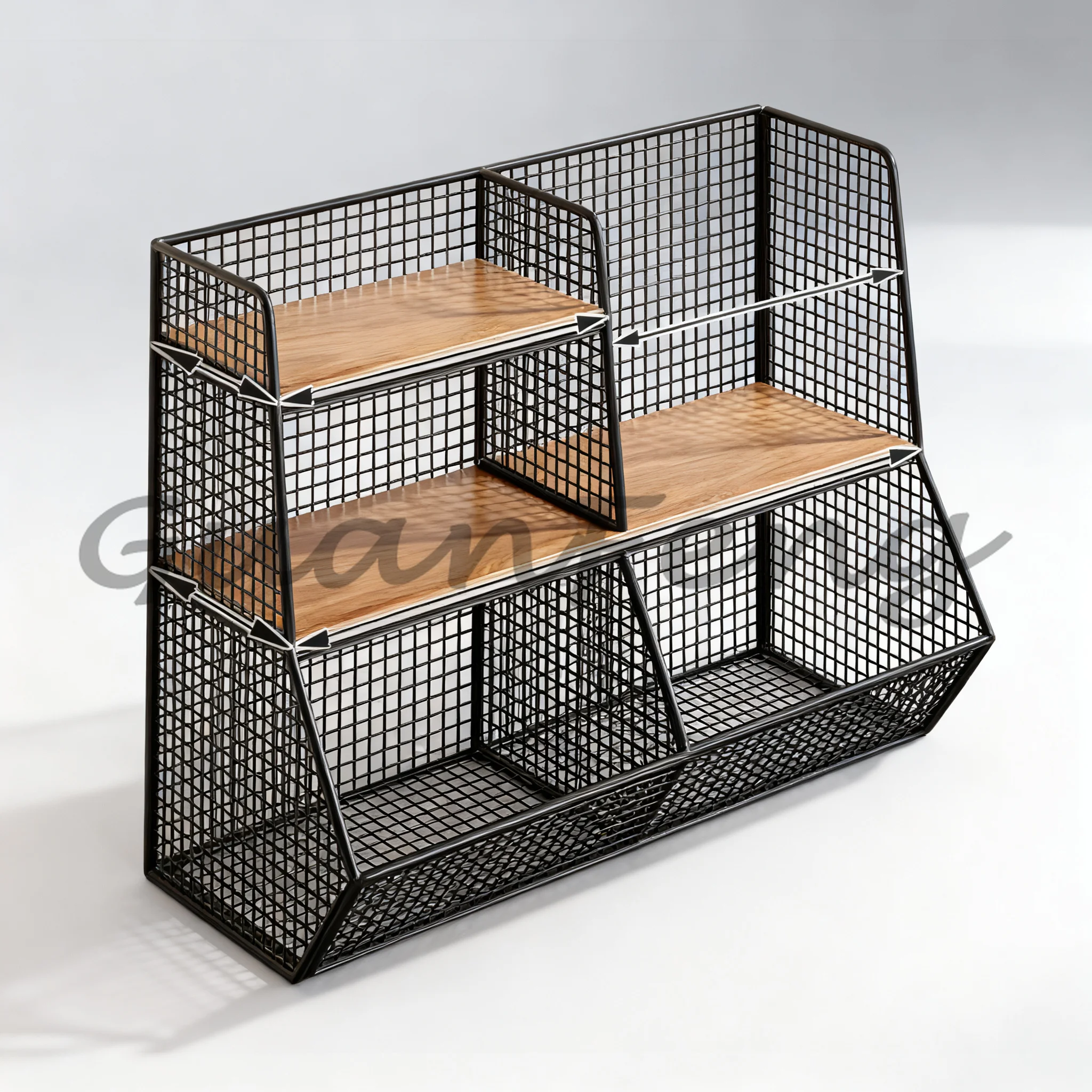 Multi-tier Desktop Storage Rack with Basket Holder, Wall Mount & Freestanding Organizer for Kitchen Pantry Closet Bedroom