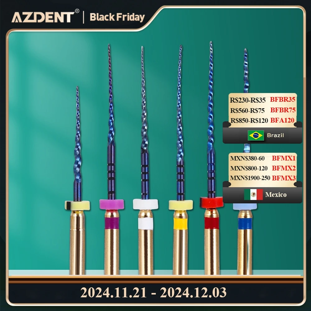 Azdent 6pcs/Pack 25mm SX Dental Files Root Canal Use Rotary Heat Activated  Endodontic Files Rotating File Dentistry Instruments