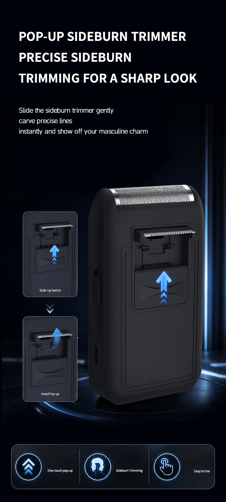 Kemei T68 Elektrorasierer für Männer wiederaufladbar Original Typ C der beste Herrenrasierer – Detail 5