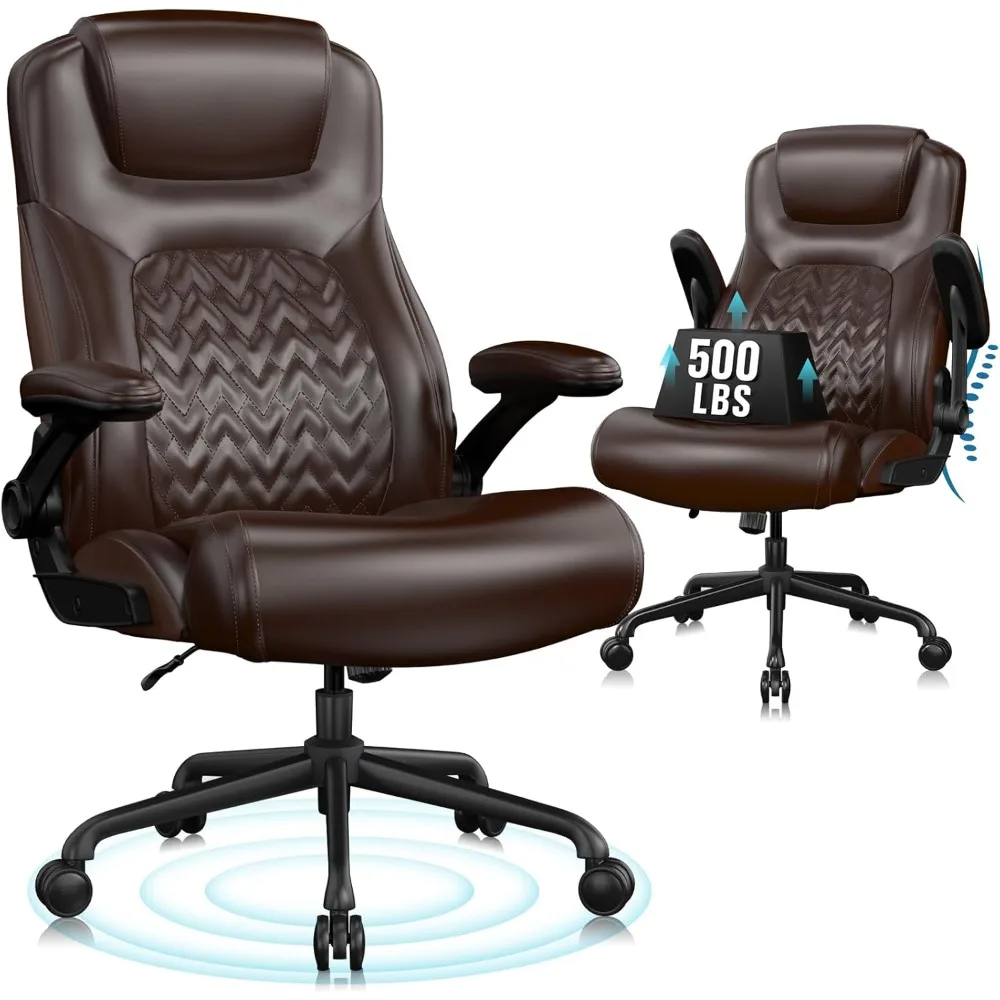 

Executive Ergonomic Chair for Heavy People, PU Leather, Lumbar Support, Flip-up Armrest